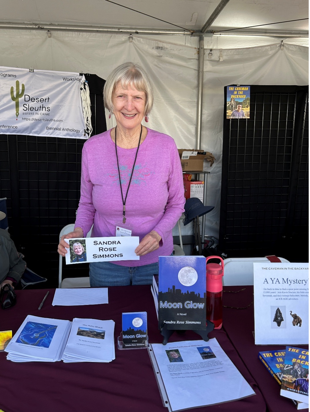 Author Sandra Rose Simmons at her book display during the annual Tucson Festival of Books in Tucson, Arizona